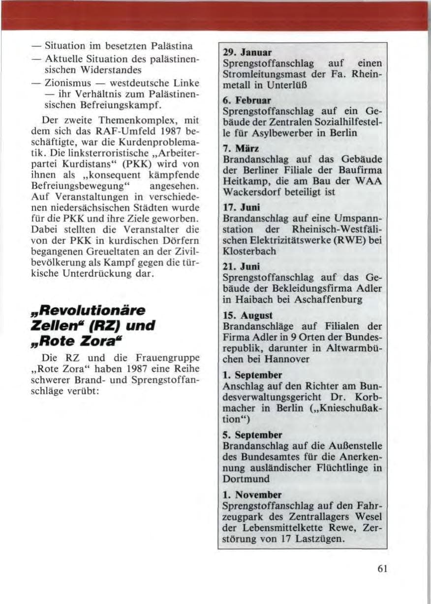 Seite 63 des Verfassungsschutzbericht 1987 Niedersachsen