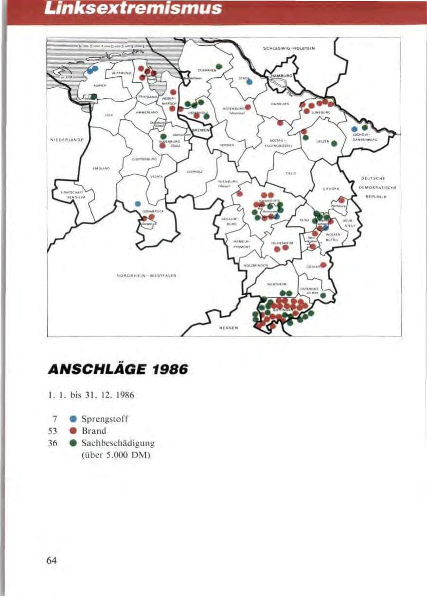 Seite 66 des Verfassungsschutzbericht 1987 Niedersachsen