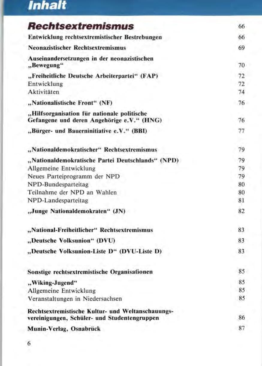 Seite 8 des Verfassungsschutzbericht 1987 Niedersachsen