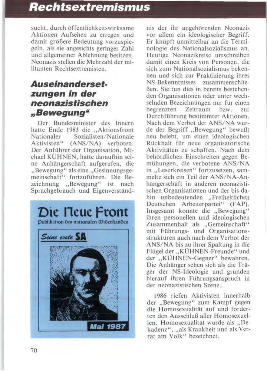 Seite 72 des Verfassungsschutzbericht 1987 Niedersachsen