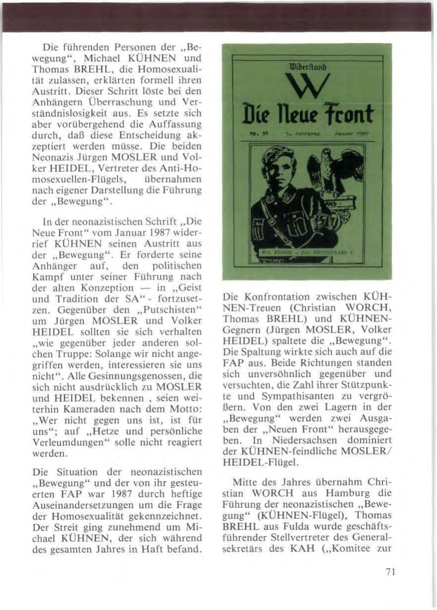 Seite 73 des Verfassungsschutzbericht 1987 Niedersachsen