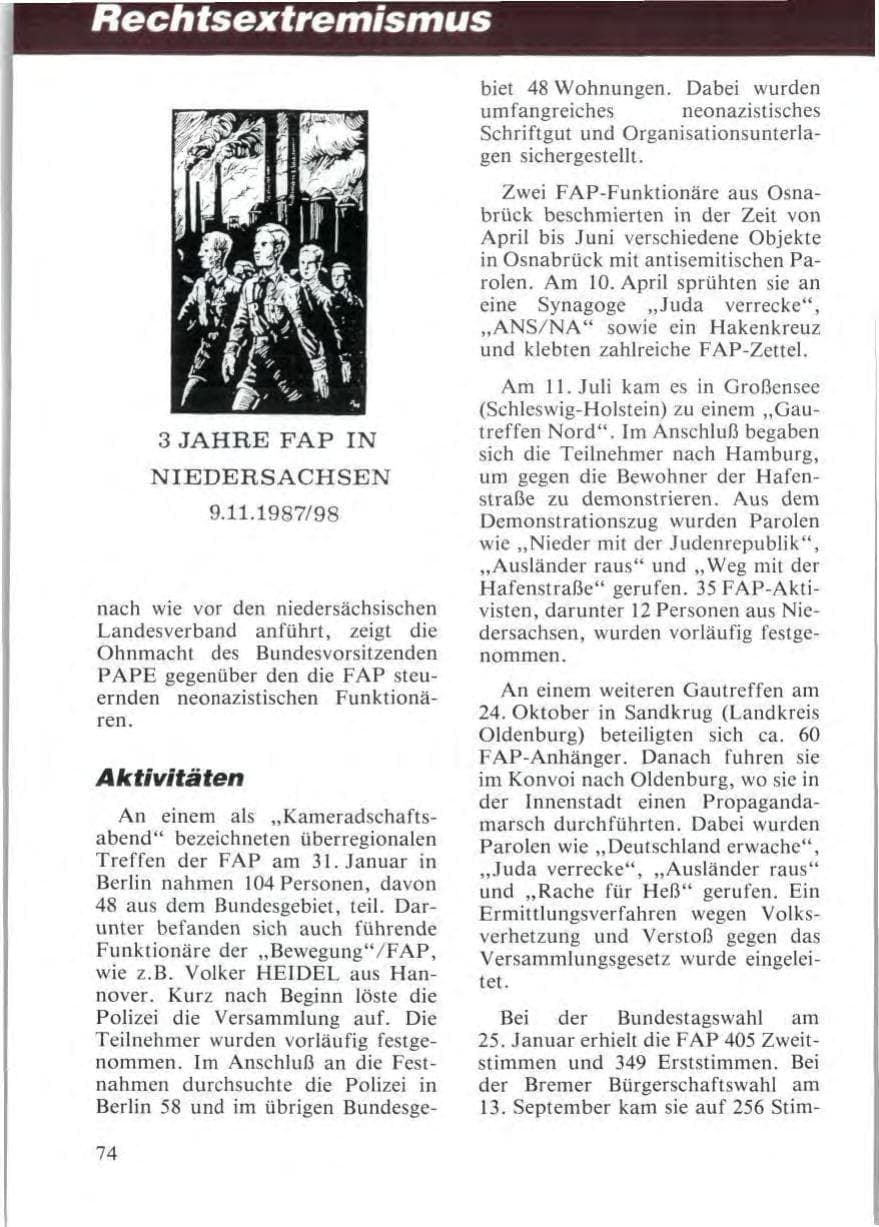 Seite 76 des Verfassungsschutzbericht 1987 Niedersachsen