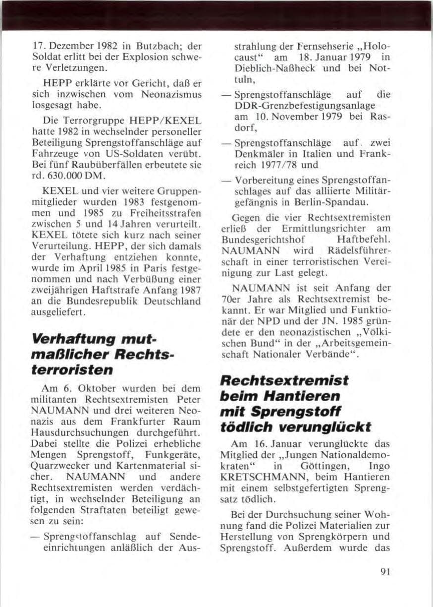 Seite 93 des Verfassungsschutzbericht 1987 Niedersachsen