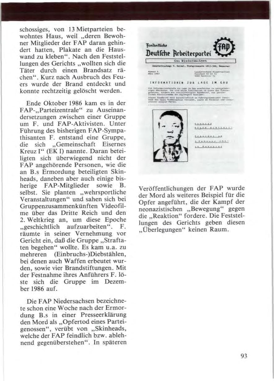Seite 95 des Verfassungsschutzbericht 1987 Niedersachsen