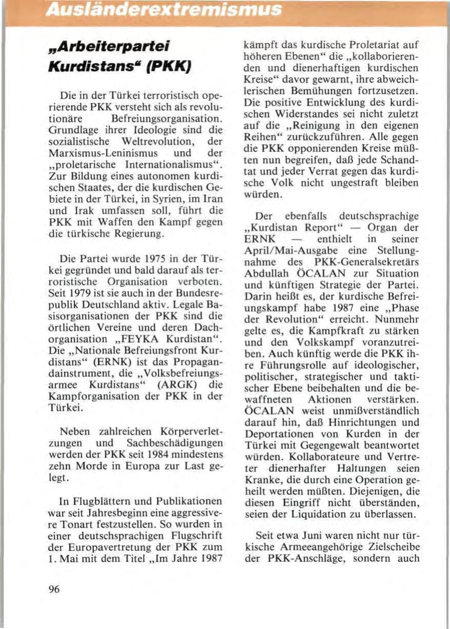 Seite 98 des Verfassungsschutzbericht 1987 Niedersachsen