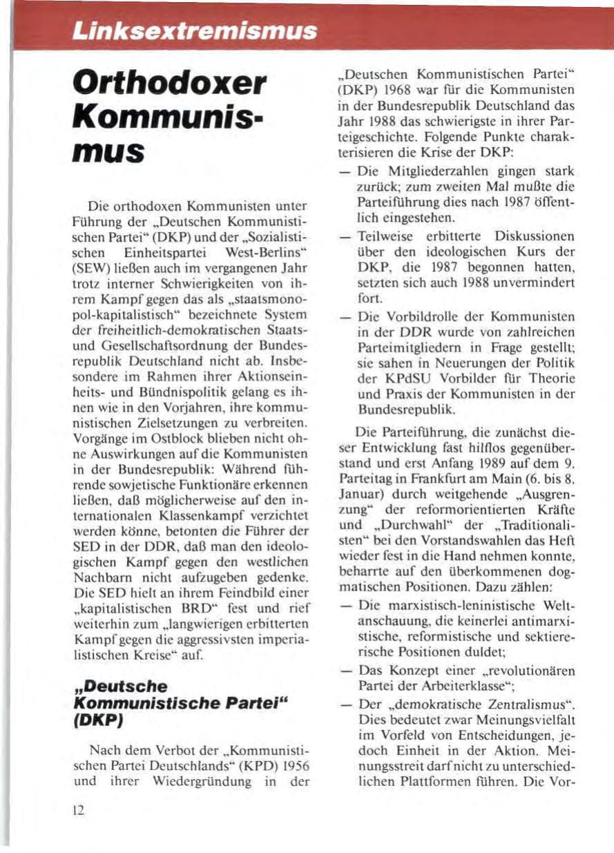 Seite 14 des Verfassungsschutzbericht 1988 Niedersachsen