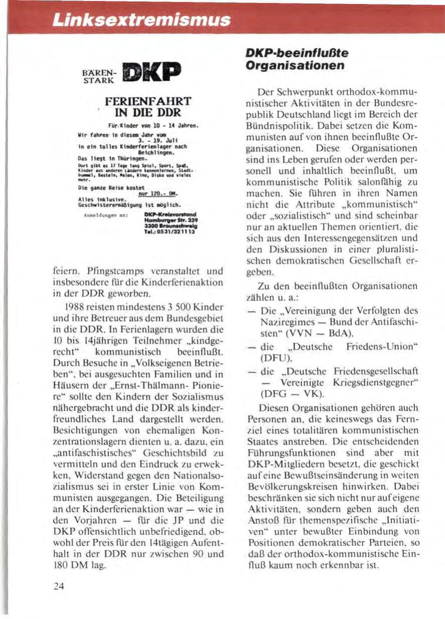 Seite 26 des Verfassungsschutzbericht 1988 Niedersachsen