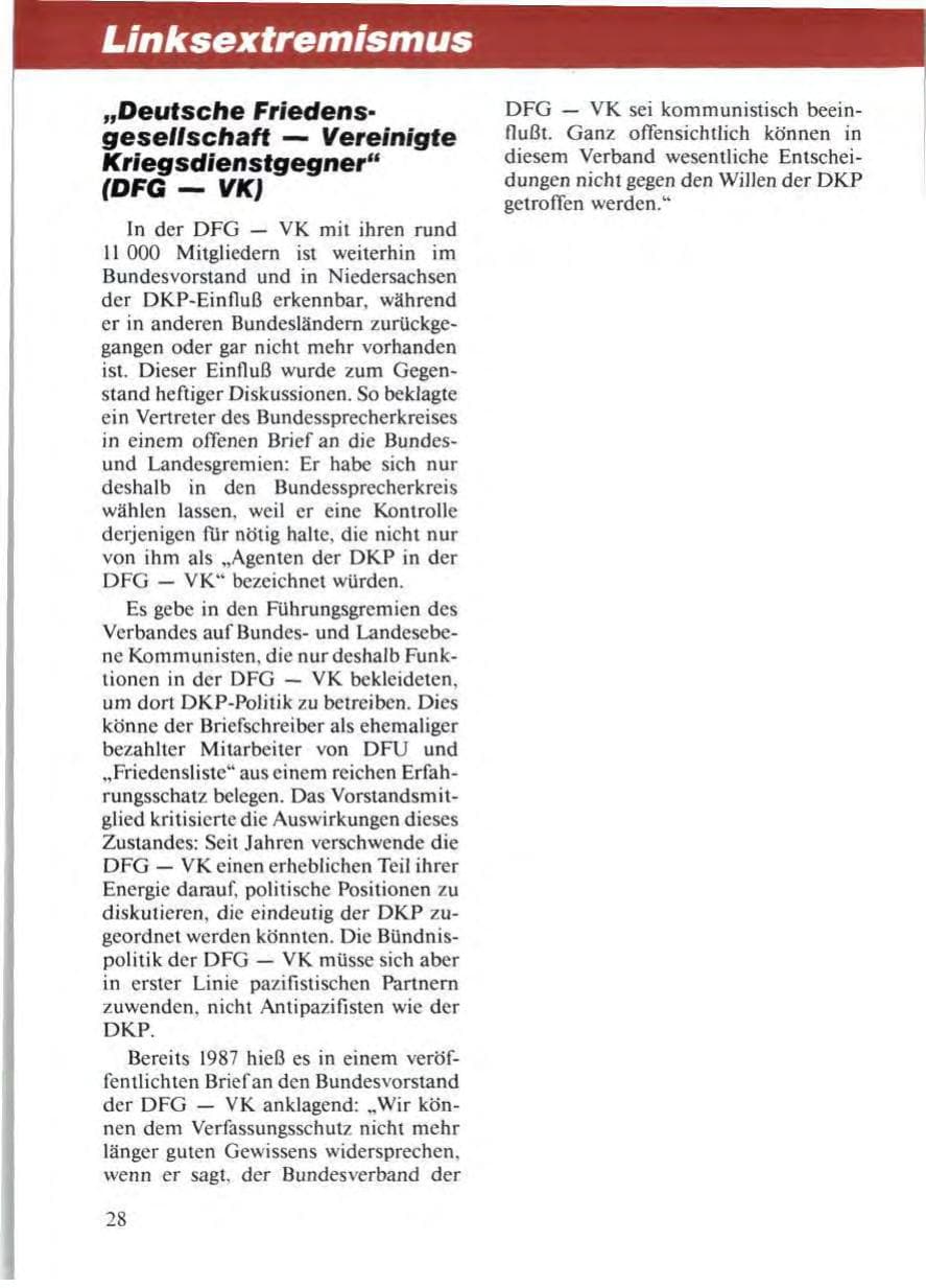 Seite 30 des Verfassungsschutzbericht 1988 Niedersachsen