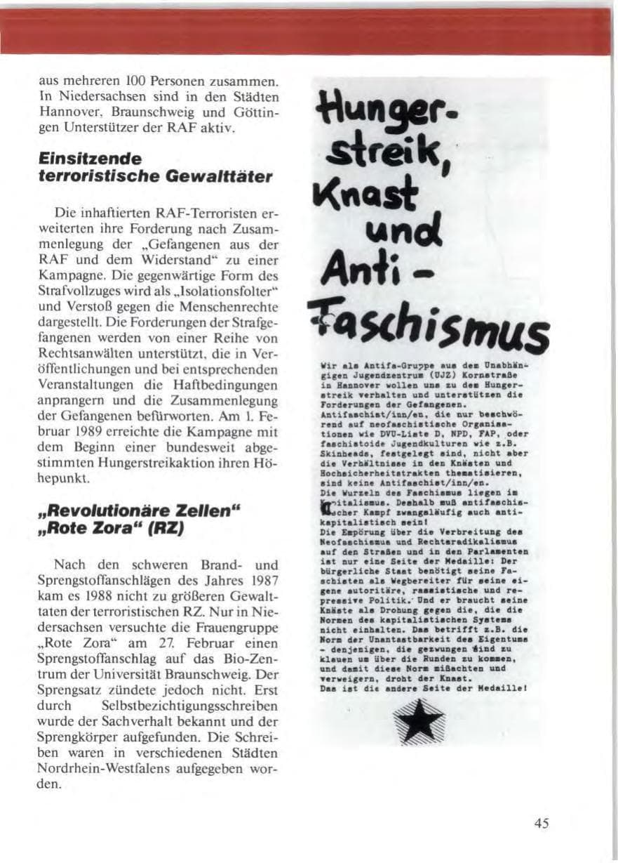 Seite 47 des Verfassungsschutzbericht 1988 Niedersachsen