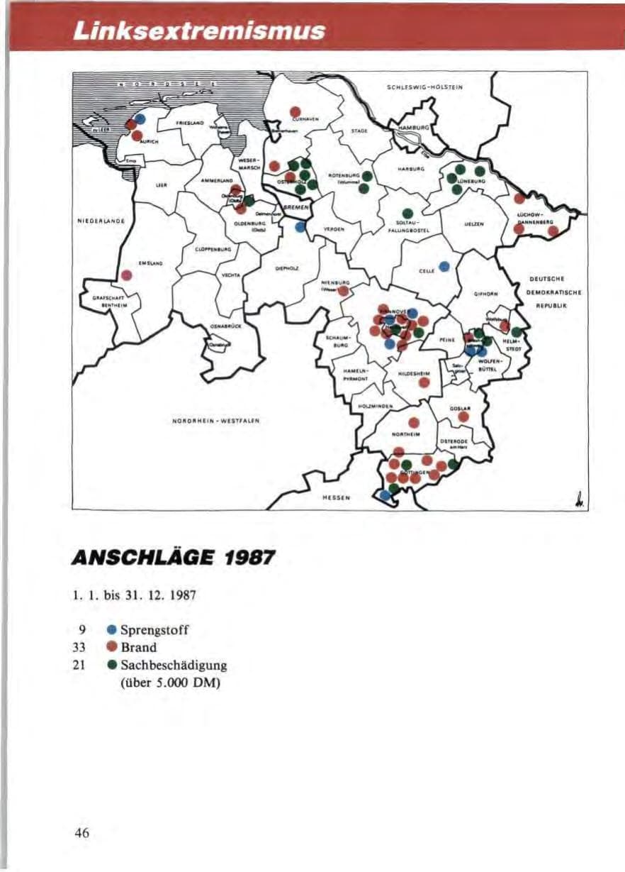 Seite 48 des Verfassungsschutzbericht 1988 Niedersachsen