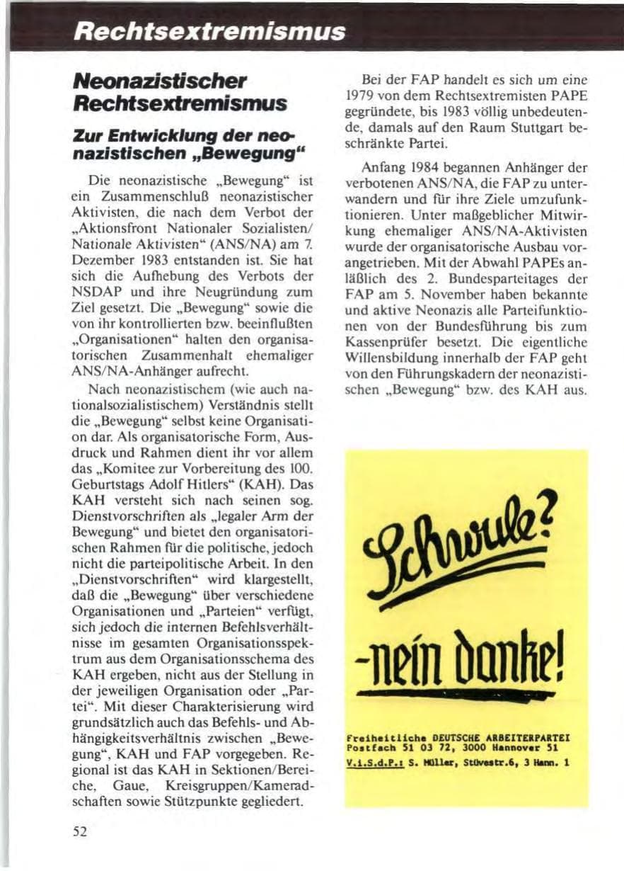 Seite 54 des Verfassungsschutzbericht 1988 Niedersachsen