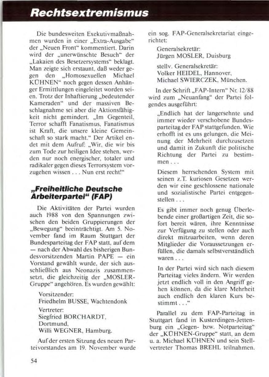 Seite 56 des Verfassungsschutzbericht 1988 Niedersachsen
