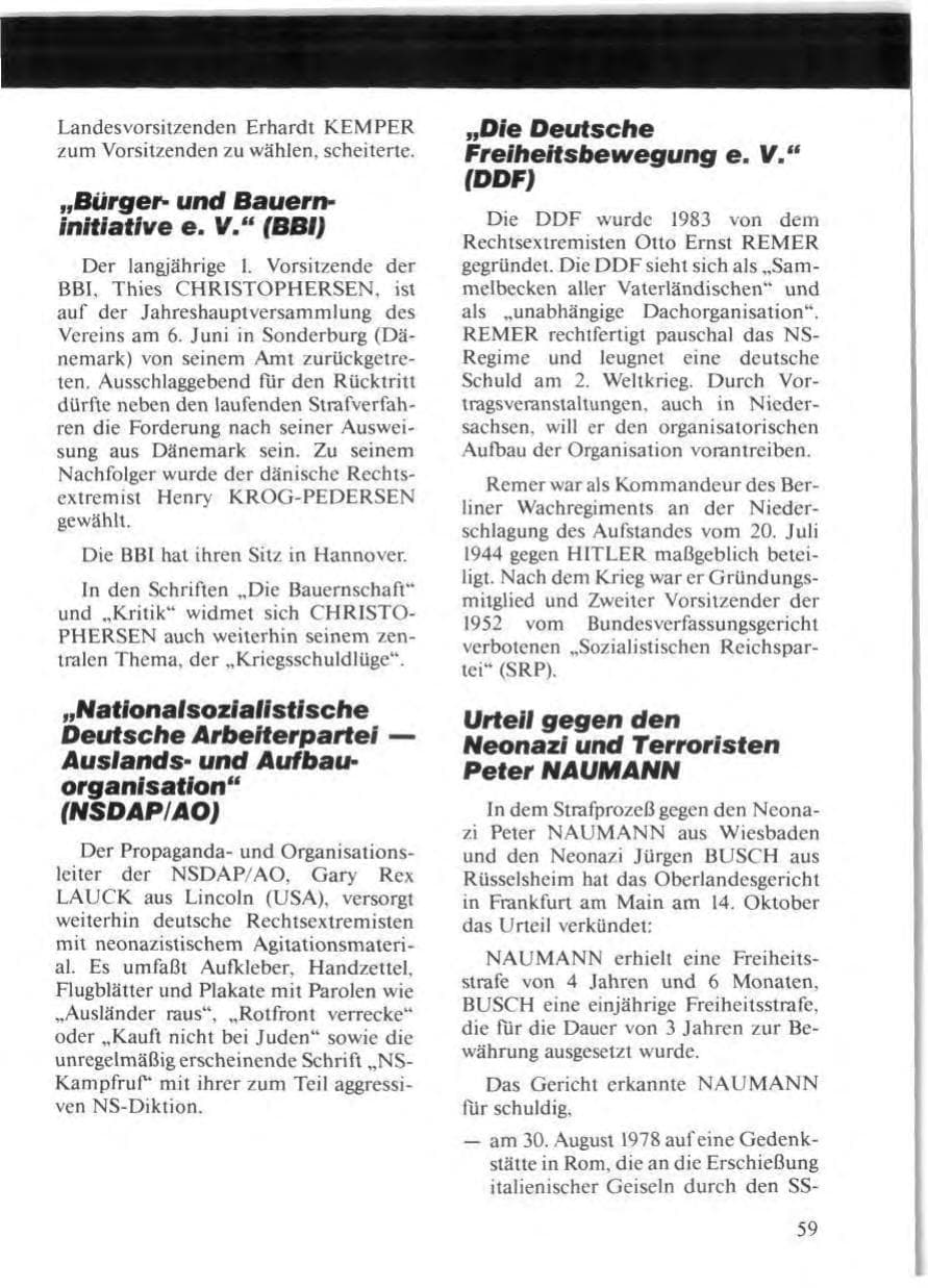 Seite 61 des Verfassungsschutzbericht 1988 Niedersachsen