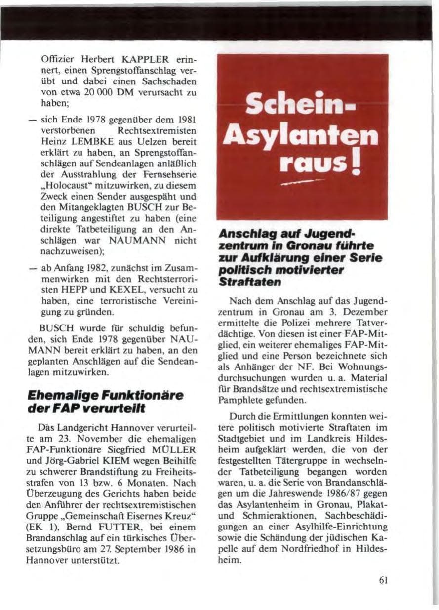 Seite 63 des Verfassungsschutzbericht 1988 Niedersachsen