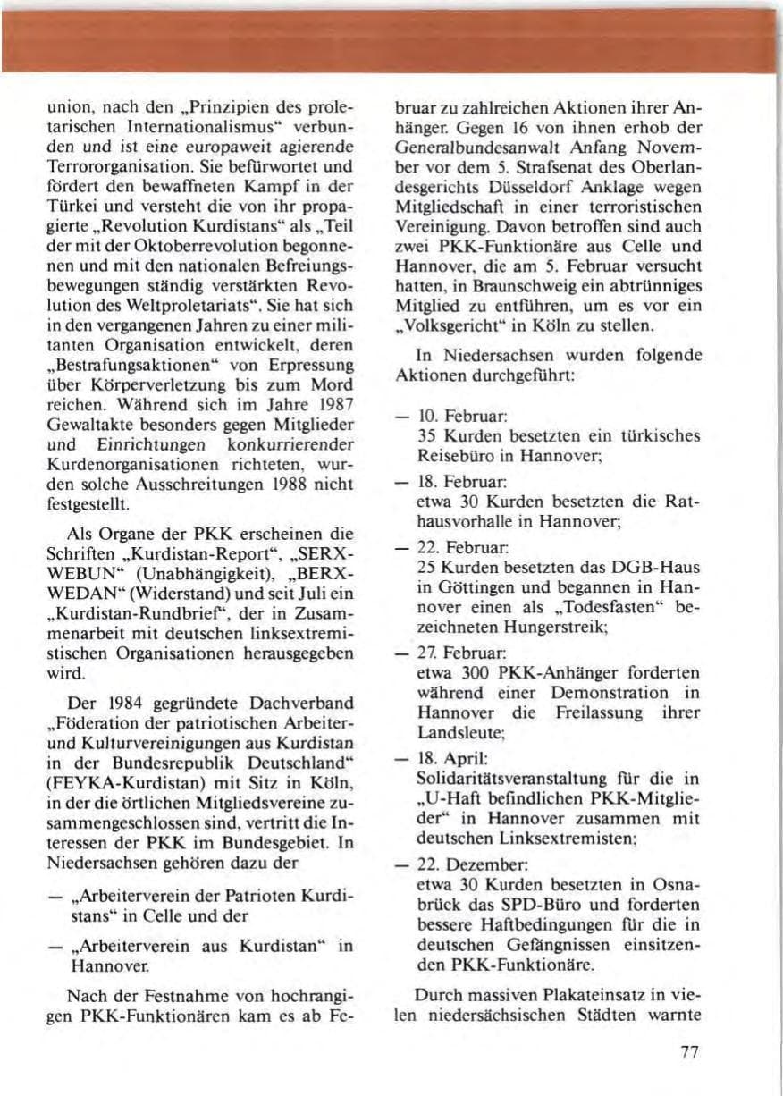 Seite 79 des Verfassungsschutzbericht 1988 Niedersachsen