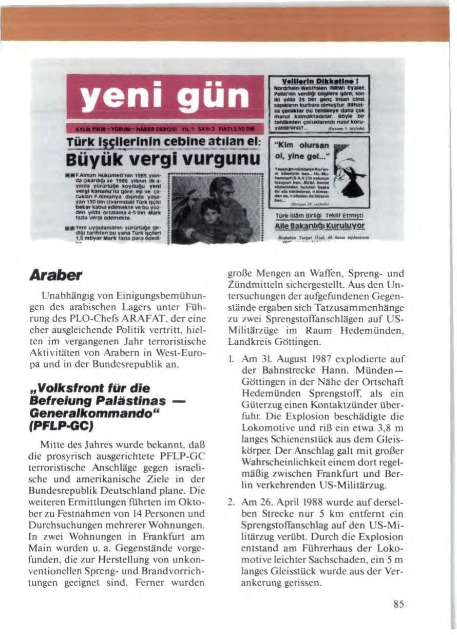Seite 87 des Verfassungsschutzbericht 1988 Niedersachsen