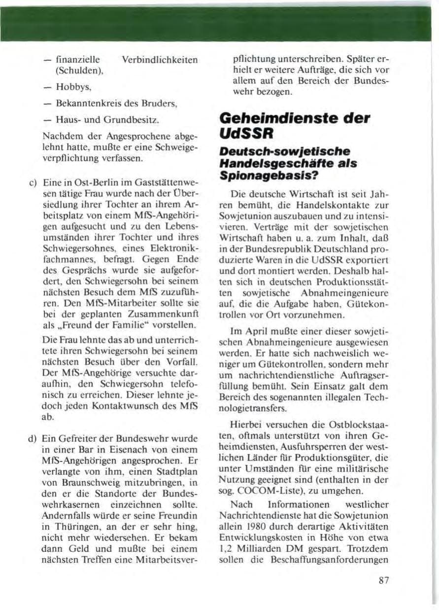Seite 89 des Verfassungsschutzbericht 1988 Niedersachsen