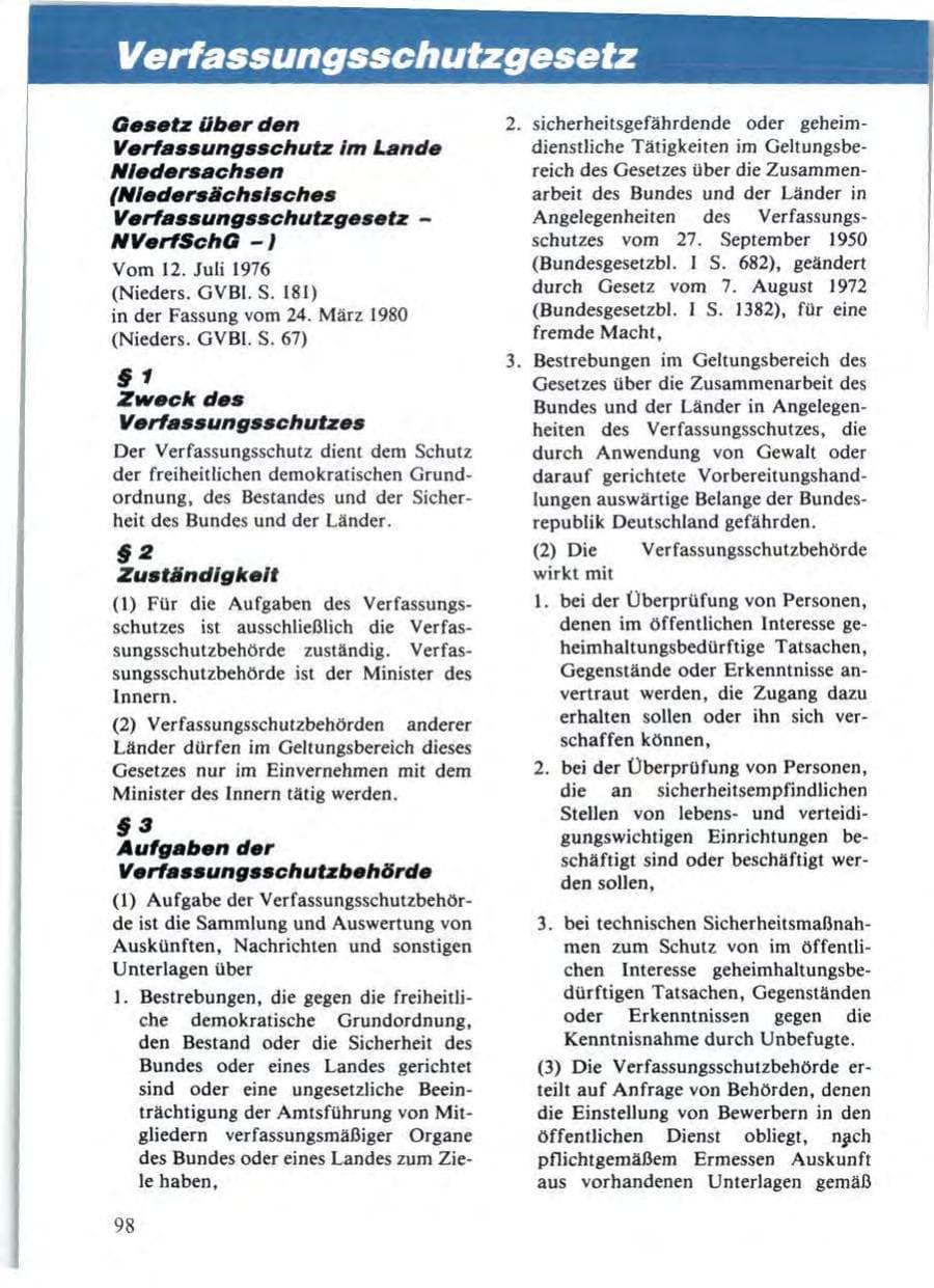 Seite 100 des Verfassungsschutzbericht 1988 Niedersachsen