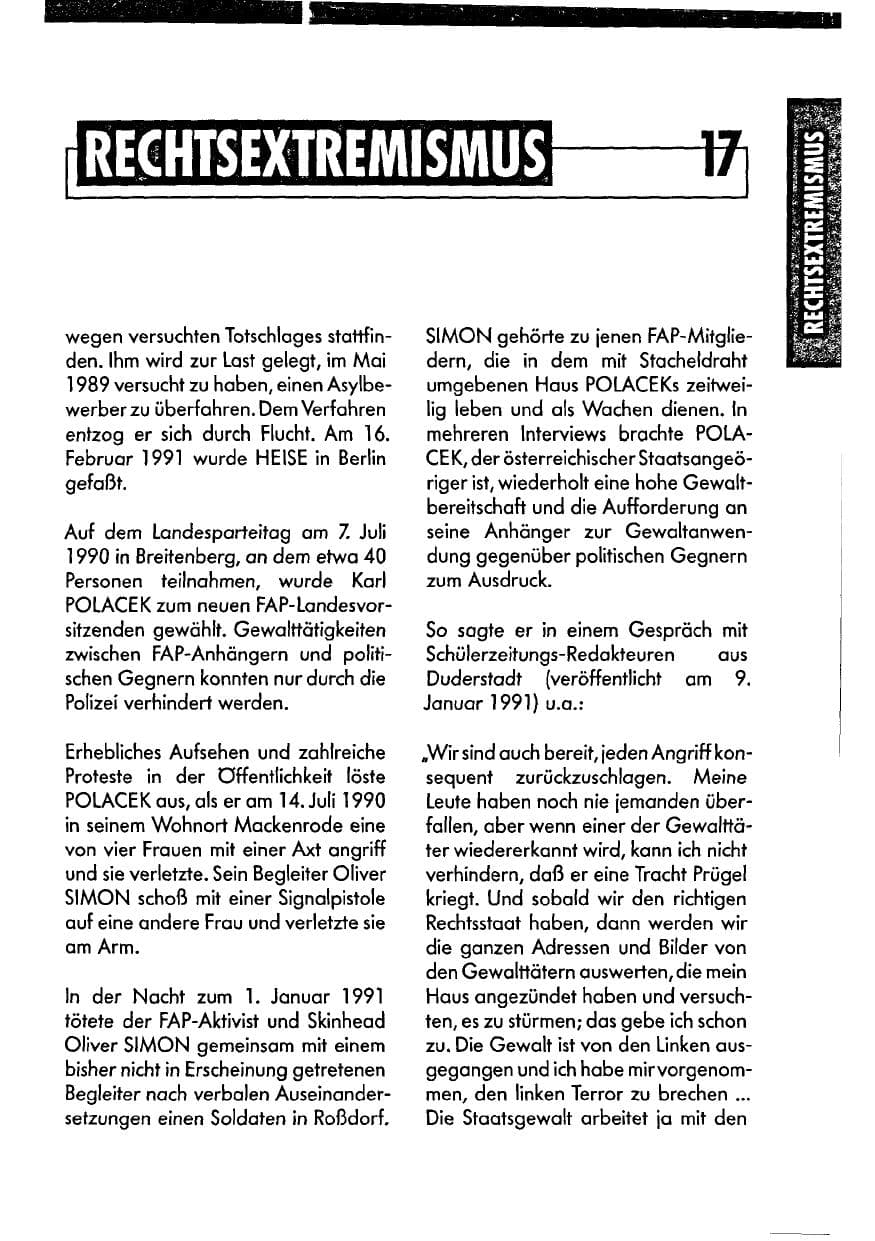 Seite 17 des Verfassungsschutzbericht 1990 Niedersachsen