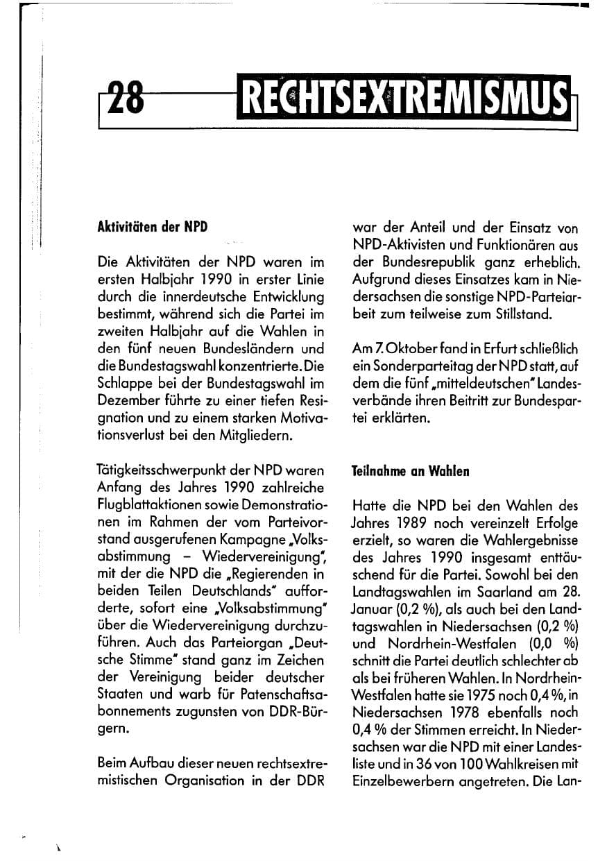 Seite 28 des Verfassungsschutzbericht 1990 Niedersachsen