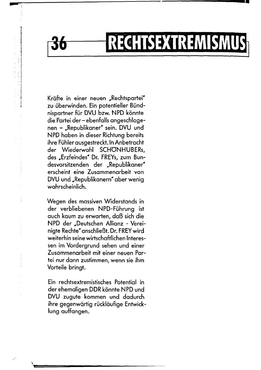 Seite 36 des Verfassungsschutzbericht 1990 Niedersachsen