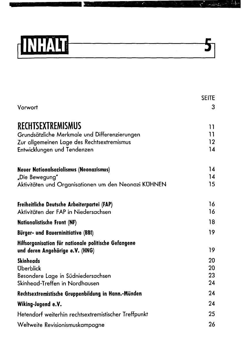 Seite 5 des Verfassungsschutzbericht 1990 Niedersachsen
