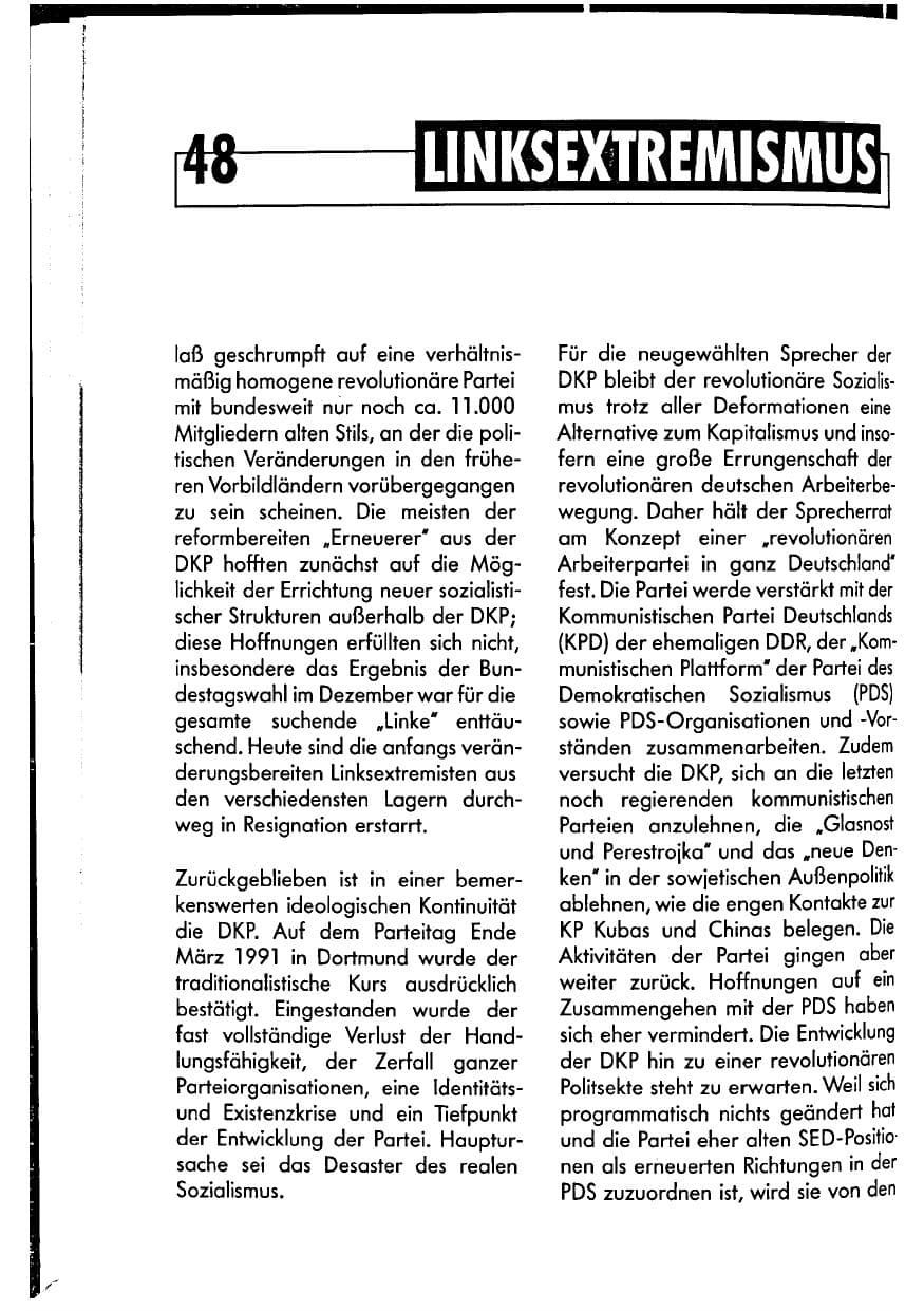Seite 48 des Verfassungsschutzbericht 1990 Niedersachsen