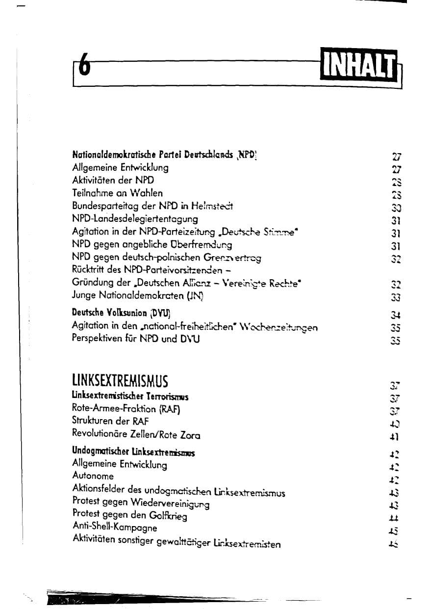 Seite 6 des Verfassungsschutzbericht 1990 Niedersachsen