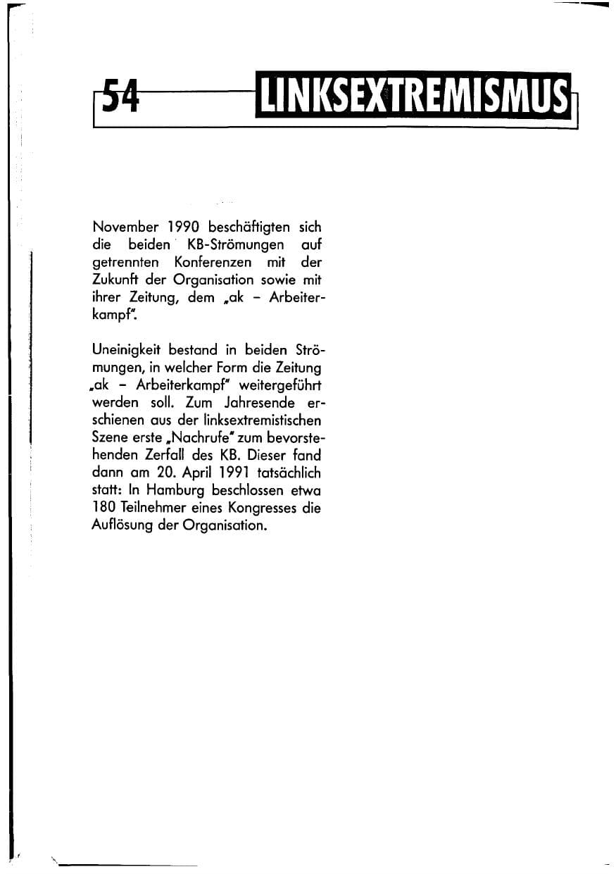 Seite 54 des Verfassungsschutzbericht 1990 Niedersachsen