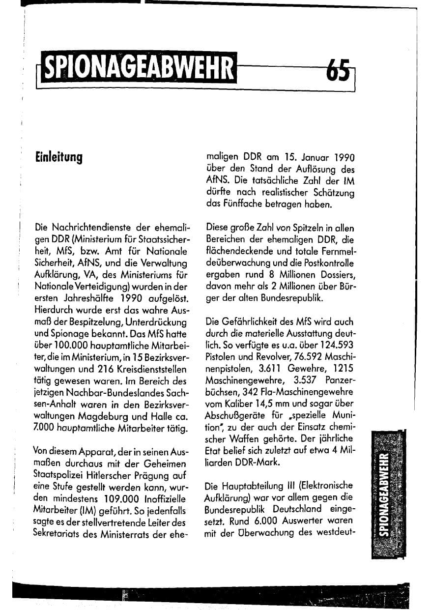 Seite 65 des Verfassungsschutzbericht 1990 Niedersachsen