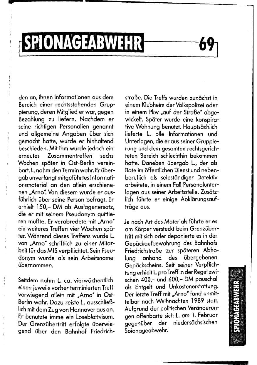Seite 69 des Verfassungsschutzbericht 1990 Niedersachsen