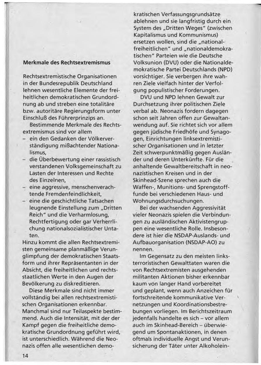 Seite 15 des Verfassungsschutzbericht 1992 Niedersachsen