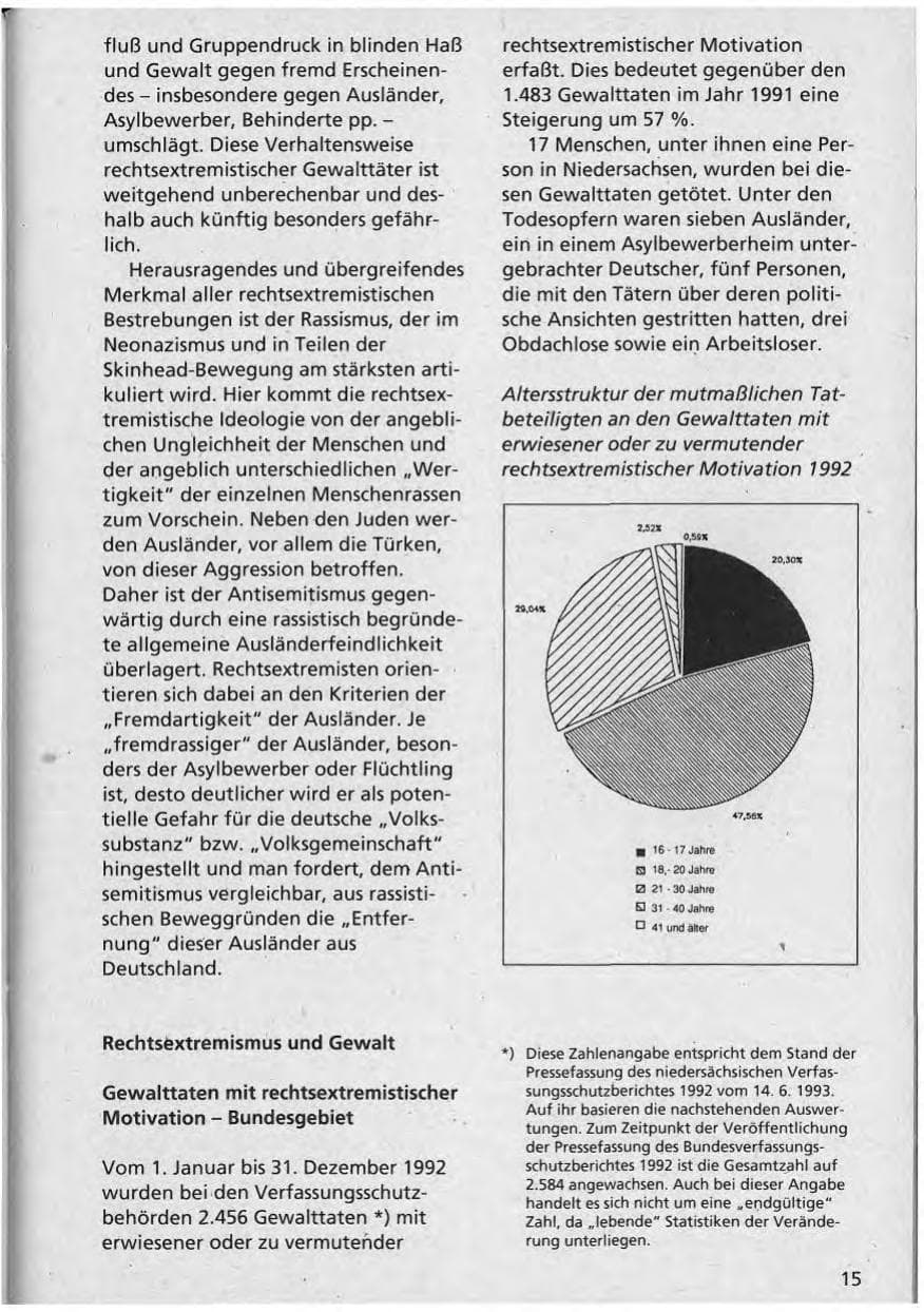Seite 16 des Verfassungsschutzbericht 1992 Niedersachsen