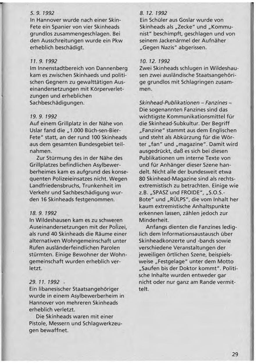Seite 30 des Verfassungsschutzbericht 1992 Niedersachsen