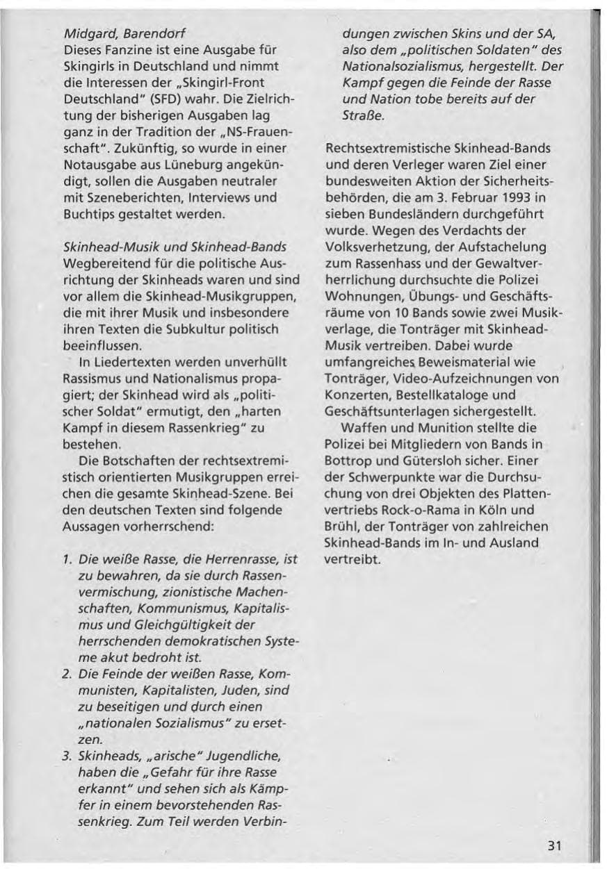 Seite 32 des Verfassungsschutzbericht 1992 Niedersachsen