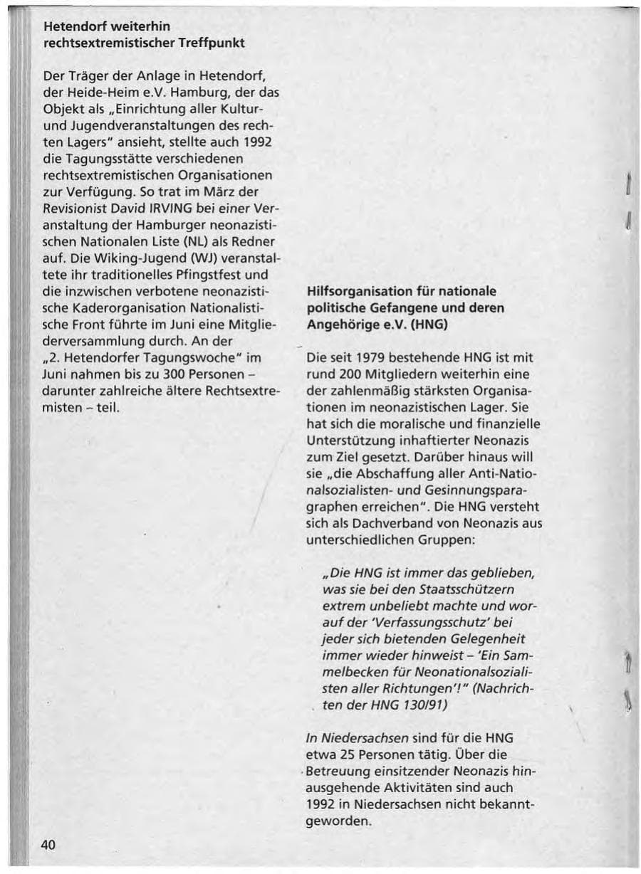 Seite 41 des Verfassungsschutzbericht 1992 Niedersachsen
