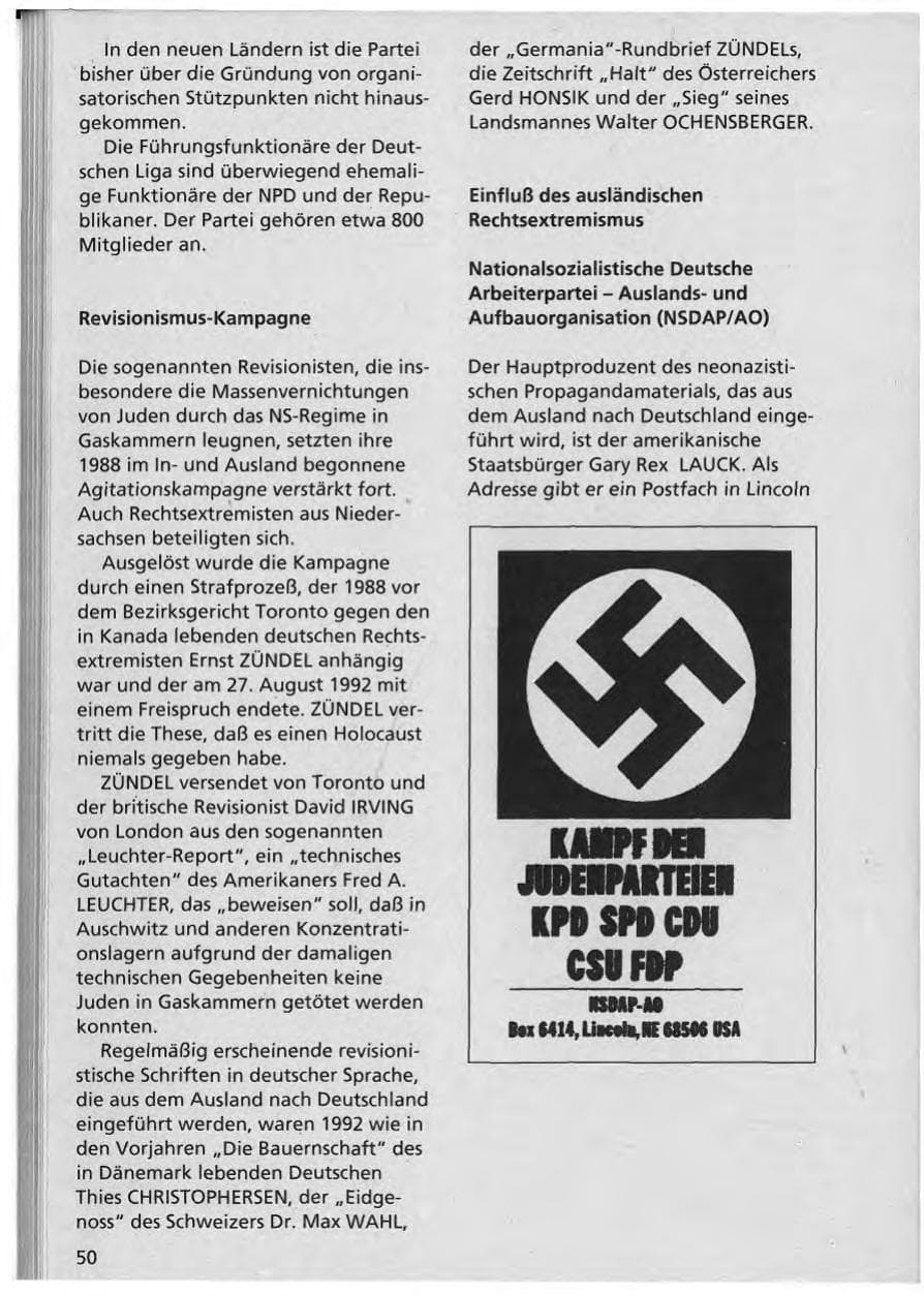 Seite 51 des Verfassungsschutzbericht 1992 Niedersachsen