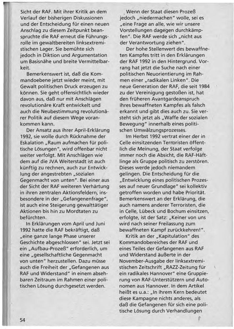 Seite 55 des Verfassungsschutzbericht 1992 Niedersachsen