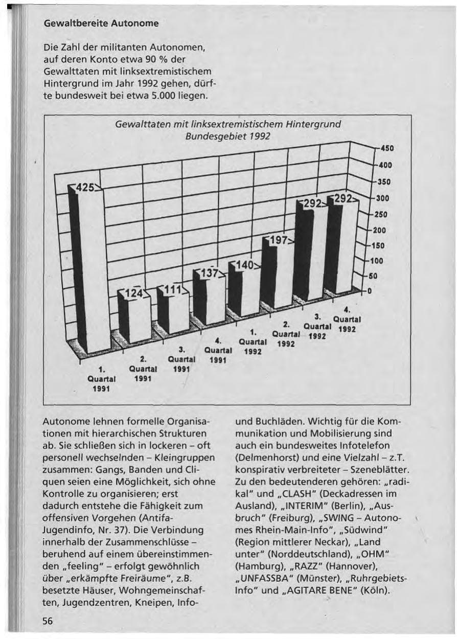 Seite 57 des Verfassungsschutzbericht 1992 Niedersachsen