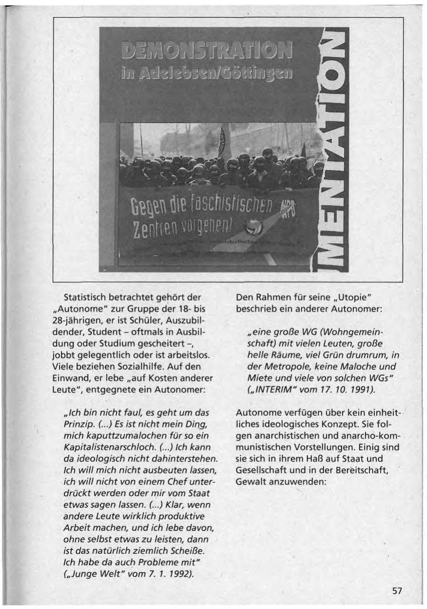 Seite 58 des Verfassungsschutzbericht 1992 Niedersachsen