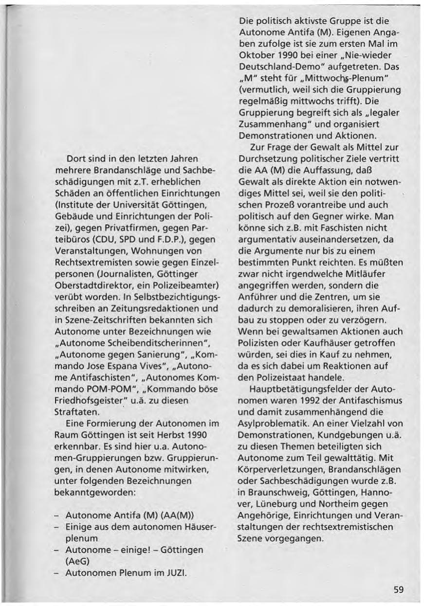 Seite 60 des Verfassungsschutzbericht 1992 Niedersachsen