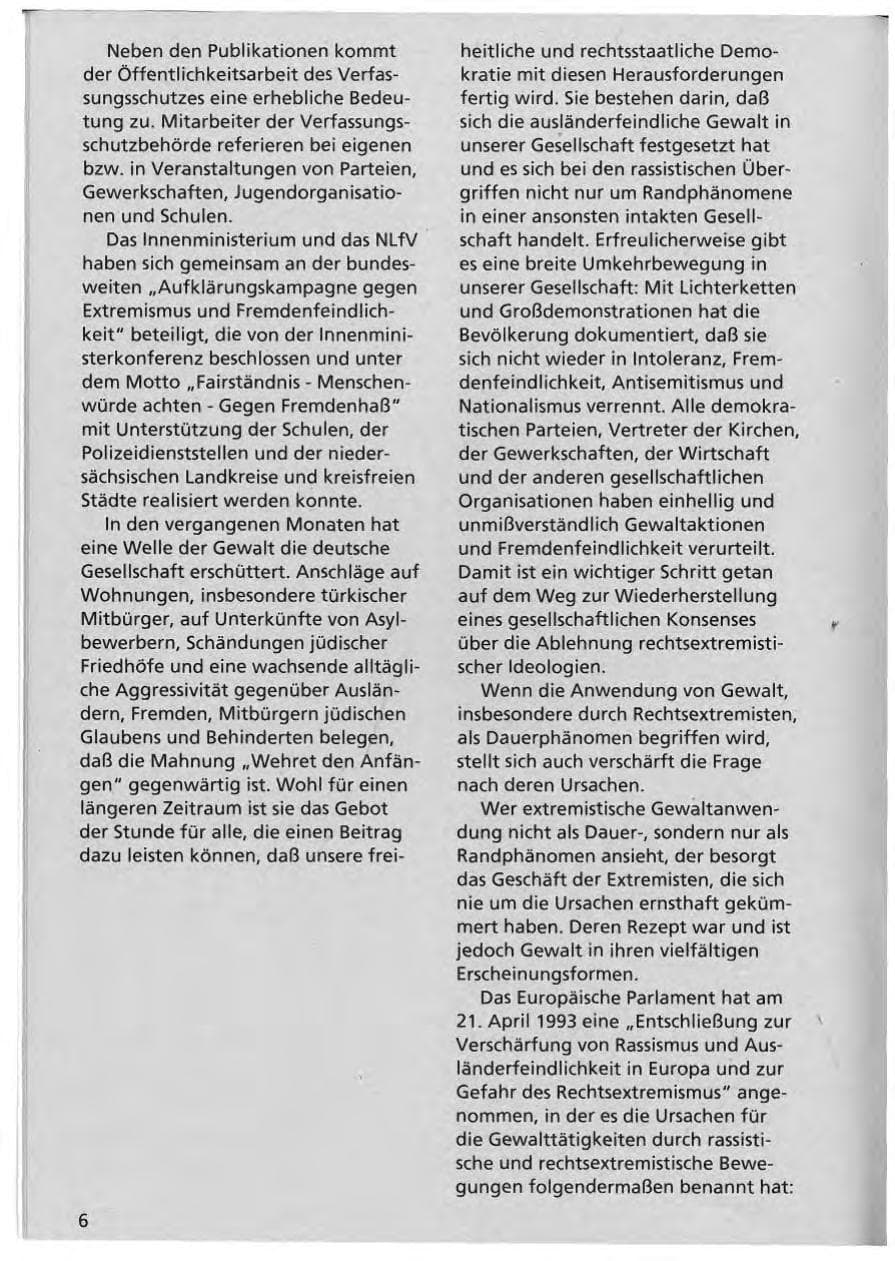 Seite 7 des Verfassungsschutzbericht 1992 Niedersachsen