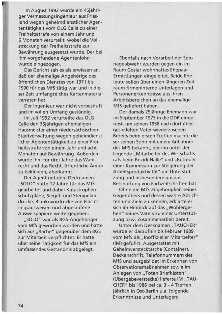 Seite 75 des Verfassungsschutzbericht 1992 Niedersachsen