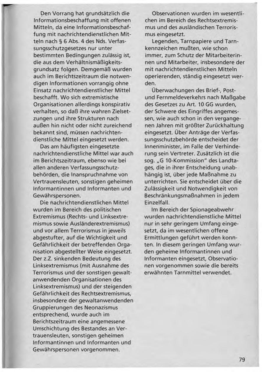 Seite 80 des Verfassungsschutzbericht 1992 Niedersachsen