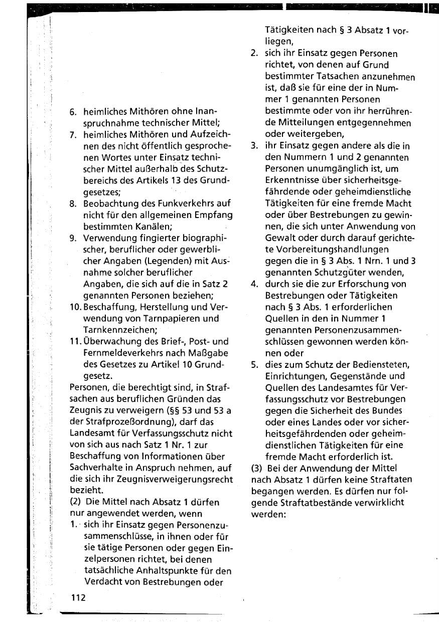 Seite 112 des Verfassungsschutzbericht 1994 Niedersachsen