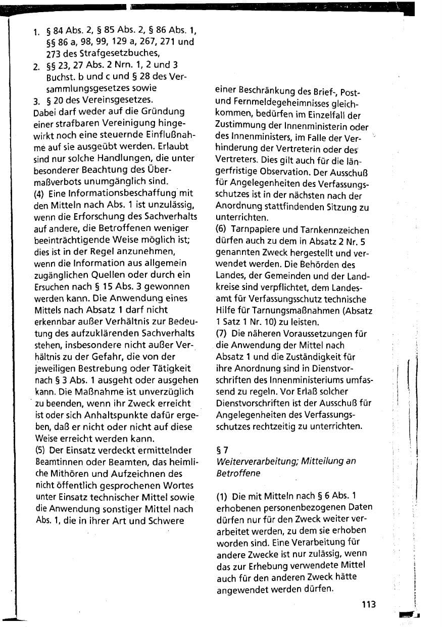 Seite 113 des Verfassungsschutzbericht 1994 Niedersachsen