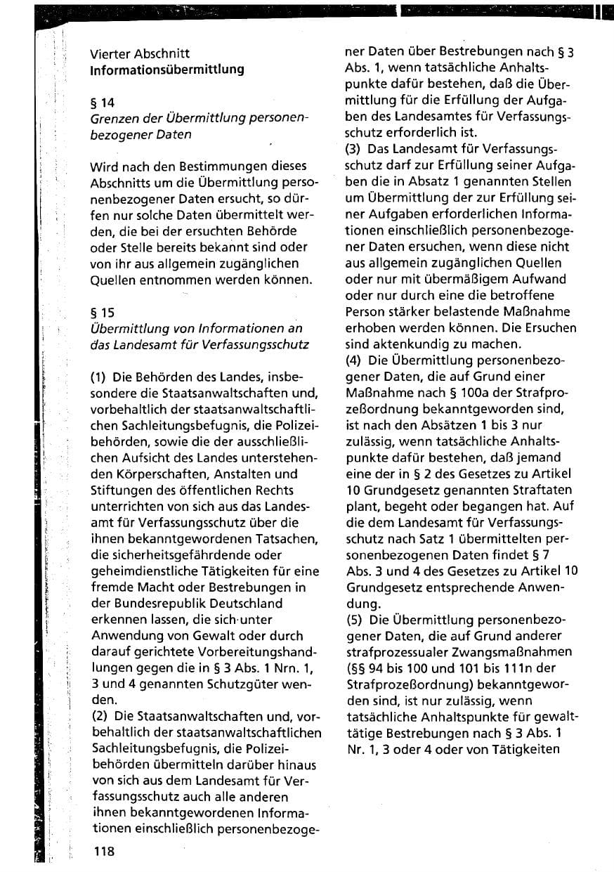 Seite 118 des Verfassungsschutzbericht 1994 Niedersachsen