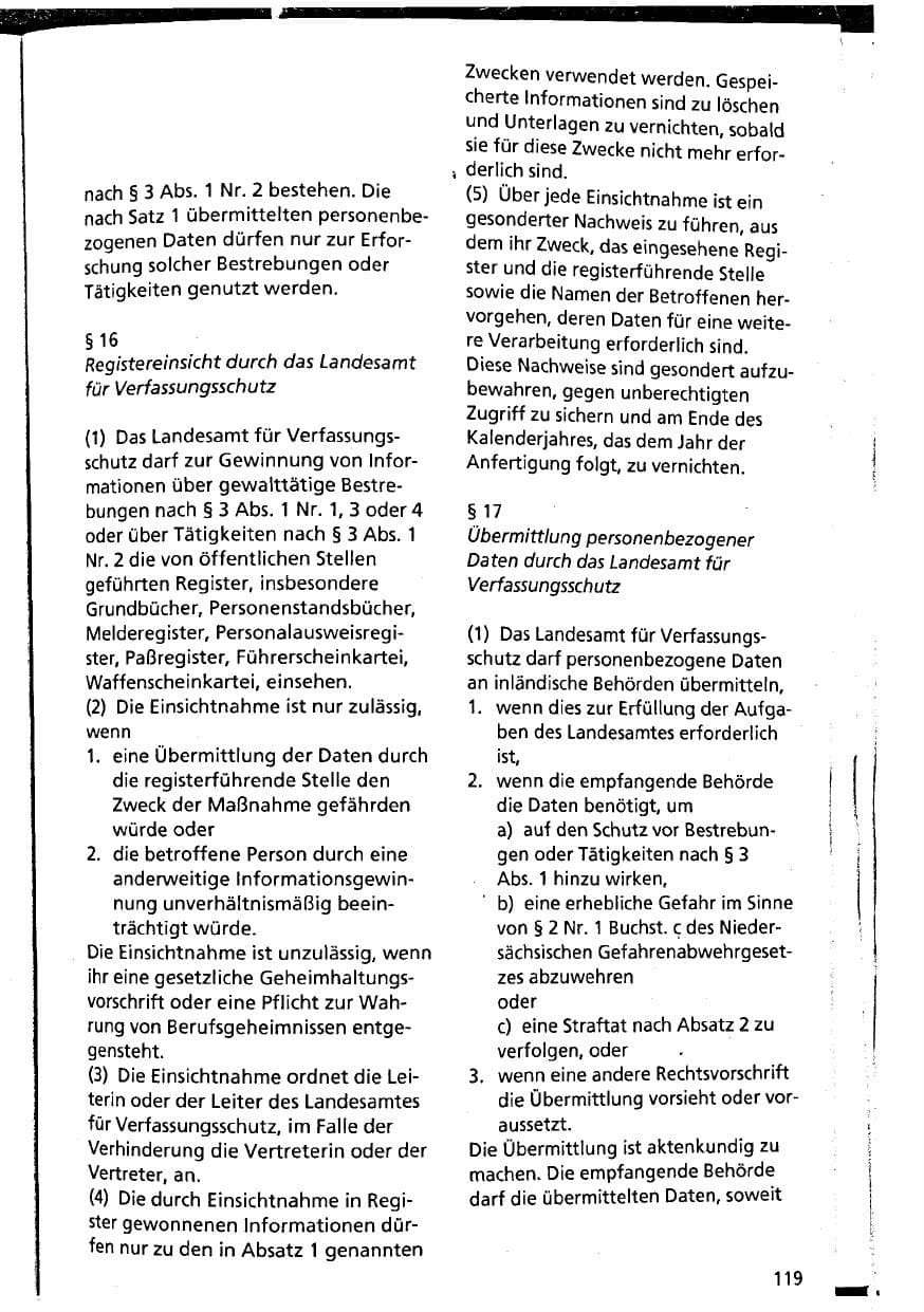 Seite 119 des Verfassungsschutzbericht 1994 Niedersachsen