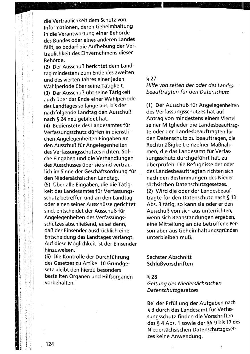 Seite 124 des Verfassungsschutzbericht 1994 Niedersachsen