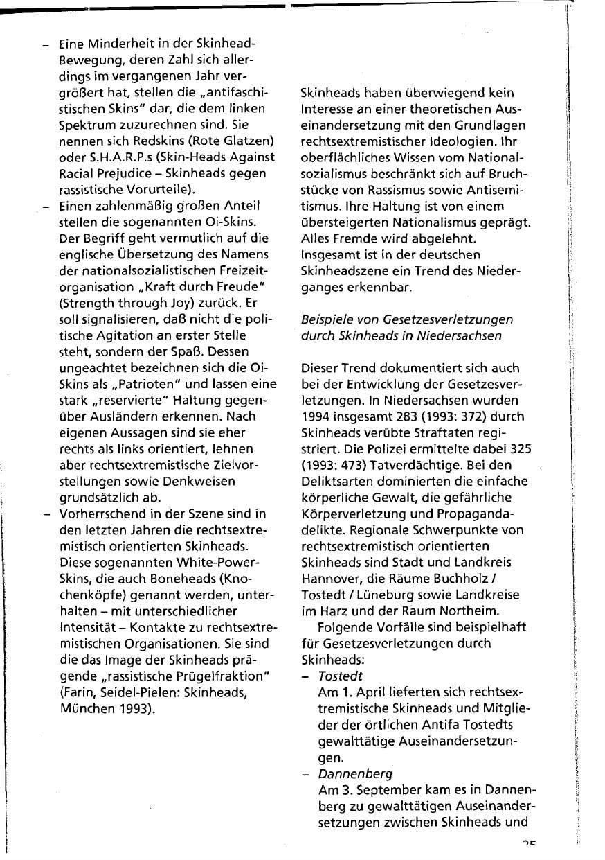 Seite 25 des Verfassungsschutzbericht 1994 Niedersachsen